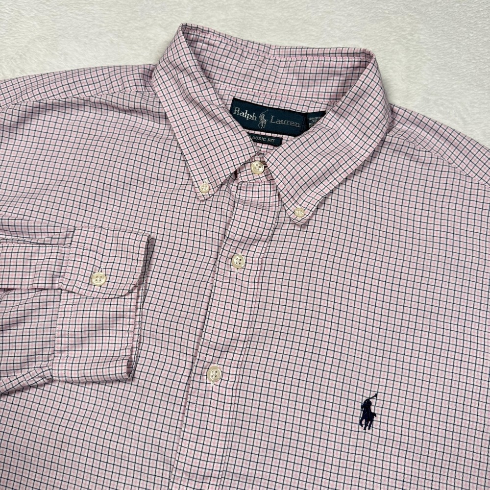 Ralph Lauren Shirt Mens XL Classic Fit Button Down Oxford Check Dress Shirt‎